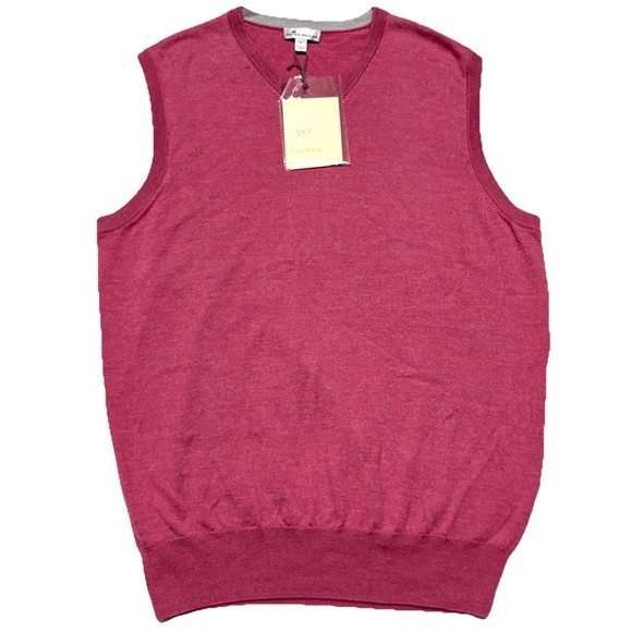 Peter Millar Merino Wool Silk Blend Sweater Vest Pink Mens L V-Neck Golf NWT